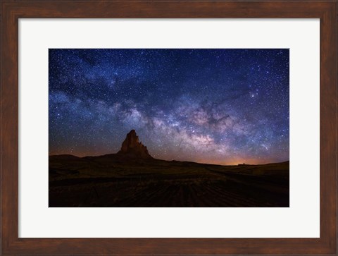 Framed Milky Way over Agathla Peak Print