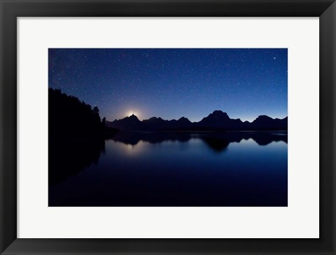 Framed Teton Moonset over Jackson Lake Print