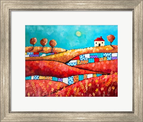 Framed Fields of Golds and Reds Print