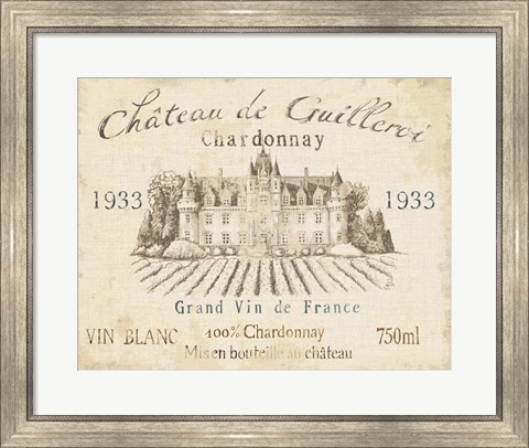 Framed French Wine Label IV Cream Print