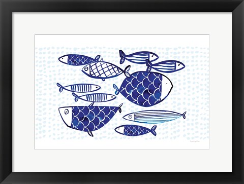 Framed Blue Fish IV Print