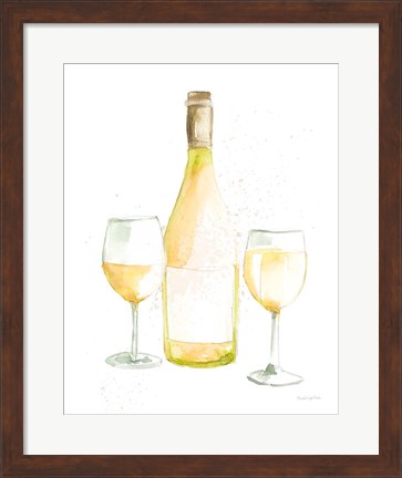 Framed Pop the Cork II White Wine Print