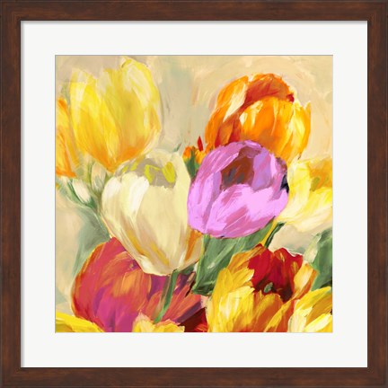 Framed Colorful Tulips I Print