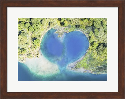 Framed Heart Shaped Atoll, Fiji Print