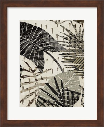 Framed Grey Palms Panel I Print