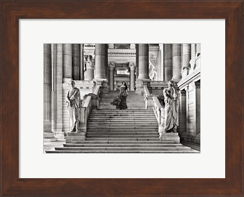 Framed Dame a l&#39;escalier (BW) Print