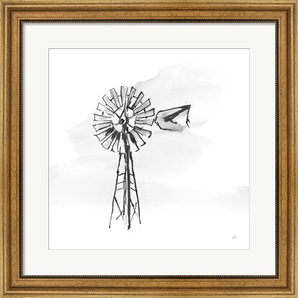 Framed Windmill V BW Print