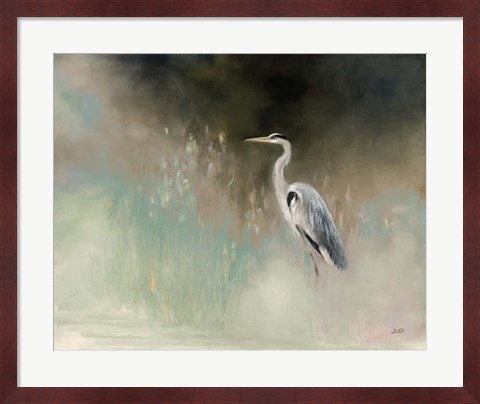 Framed Peaceful Egret Teal Print