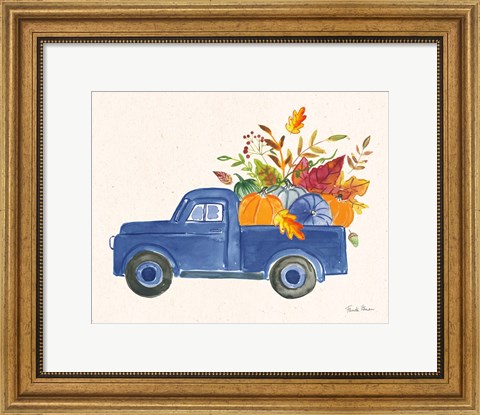 Framed Autumn Harvest II Navy Print