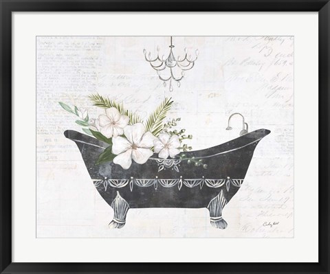 Framed Floral Bath I Print