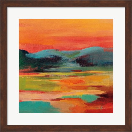 Framed Flower Hill Sunset I Print