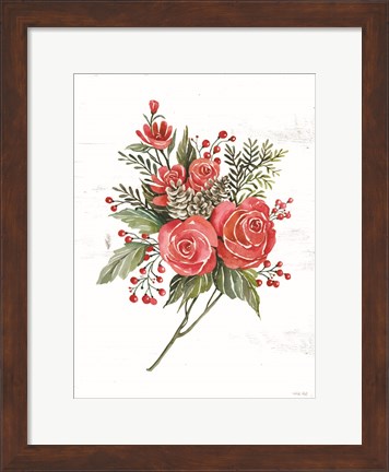 Framed Rose Christmas Botanical Print