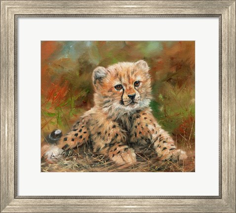 Framed Cheetah Cub Laying Down Print
