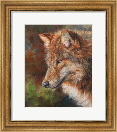 Framed Grey Wolf Face Print
