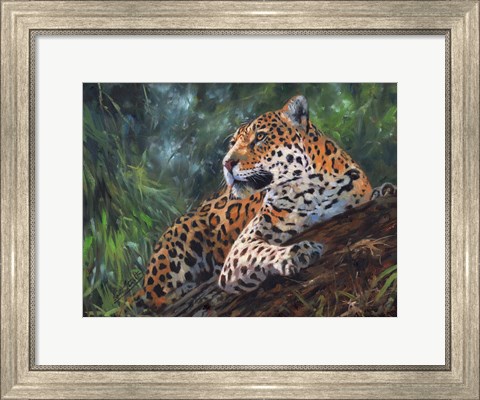 Framed Jaguar In Tree Print