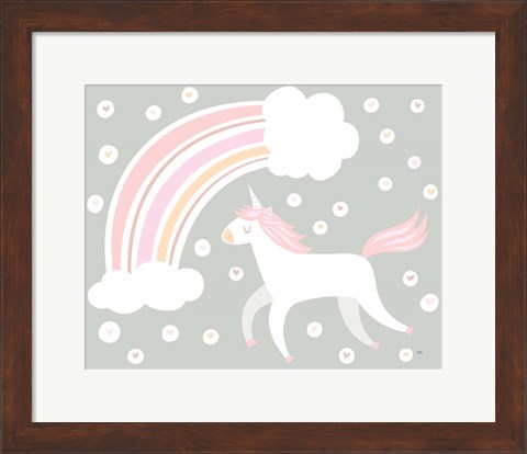 Framed Happy Unicorn Neutral Print