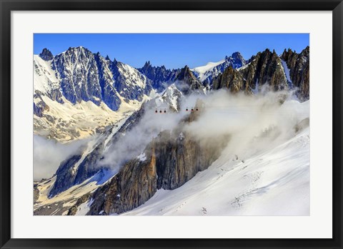 Framed Panoramic Mont Blanc Cable Car Print
