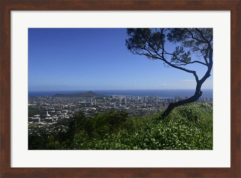 Framed View from Tantalus Lookout Overlooking Honolulu, Oahu, Hawaii Print
