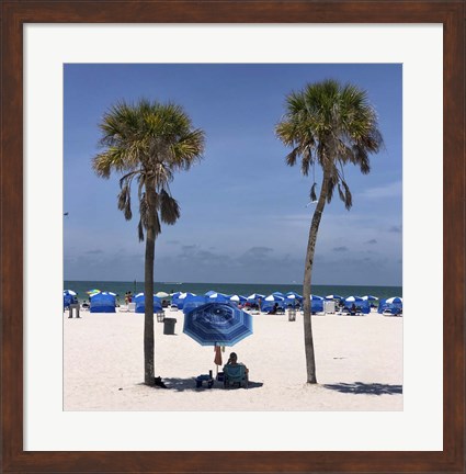 Framed Umbrella, Chairs and Palm Trees Print