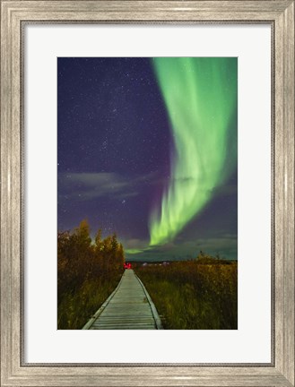 Framed Auroral Arc Over the Boardwalk at Rotary Park in Yellowknife Print