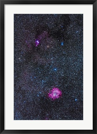 Framed Rosette Nebula and Christmas Tree Cluster in Monoceros Print