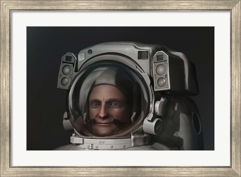 Framed 3D Model of An Astronaut in An EVA Space Suit Print