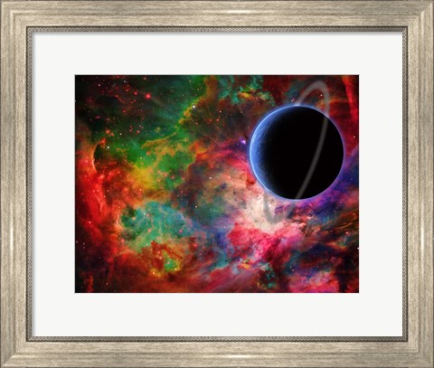Framed Exoplanet in Colorful Universe Print