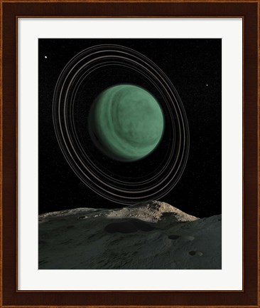 Framed Uranus Is Seen Above the Skies of a Passing Asteroid Print