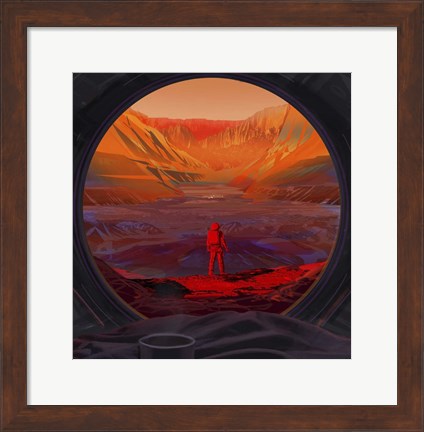 Framed Artist&#39;s Concept of An Astronaut On Mars, As Viewed Through the Window of a Spacecraft Print