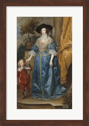 Framed Queen Henrietta Maria of France with Sir Jeffrey Hudson Print