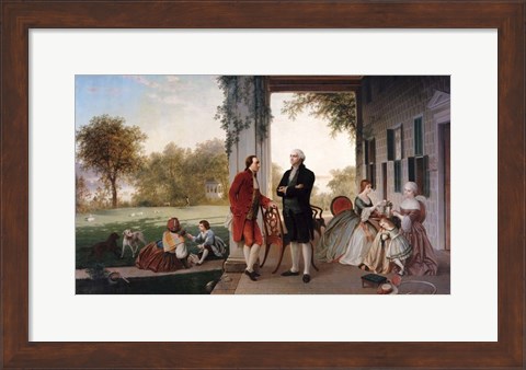 Framed George Washington and Marquis de Lafayette at Mount Vernon Print