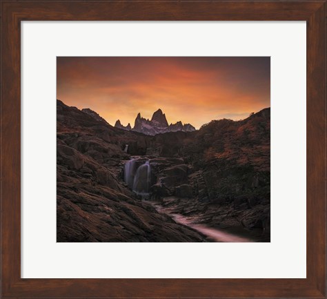 Framed Waterfall Sunset Print