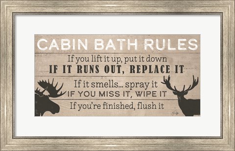 Framed Cabin Bath Rules Print