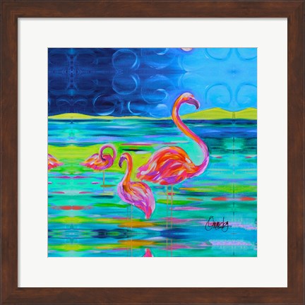 Framed Duo Flamingos Print