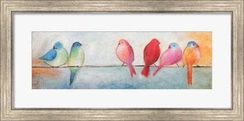 Framed Colorful Birds On A Wire Print