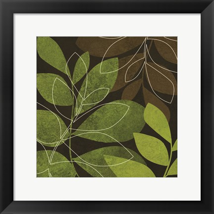 Framed Green Brown Leaves 2 Print