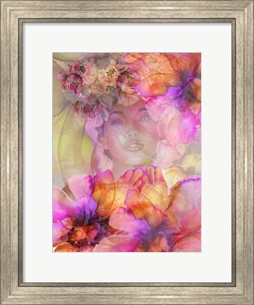 Framed Girl In Flowers Print