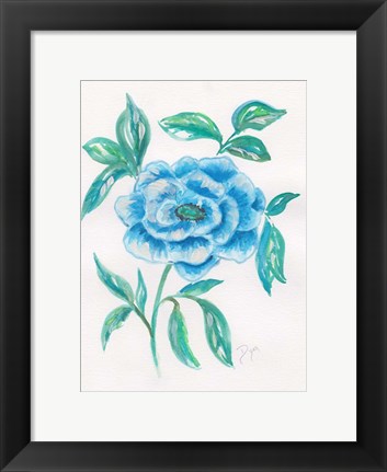 Framed Floral Blue 1 Print