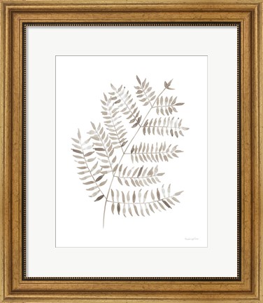 Framed Woodland Fern Khaki Print