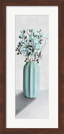 Framed Teal Cotton Bouquet 1 Print