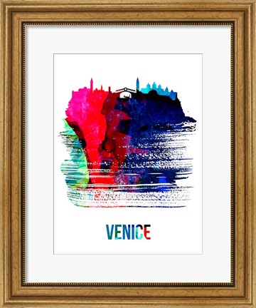 Framed Venice Skyline Brush Stroke Watercolor Print
