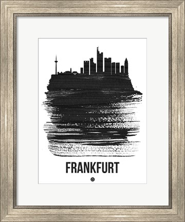 Framed Frankfurt Skyline Brush Stroke Black Print