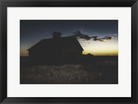Framed Barn at Night Print