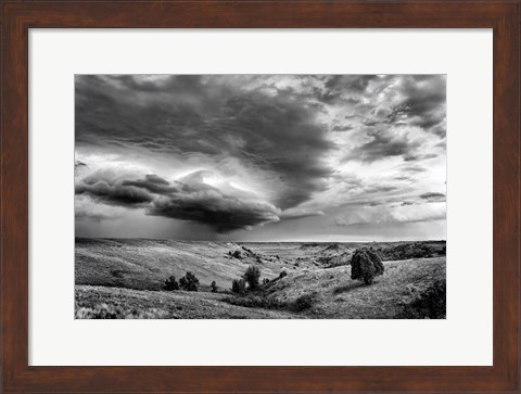Framed Thunder in the Badlands Monochrome Print