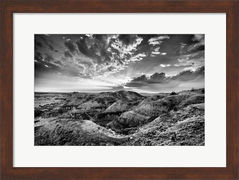 Framed Clearing Storm in the Badlands Monochrome Print