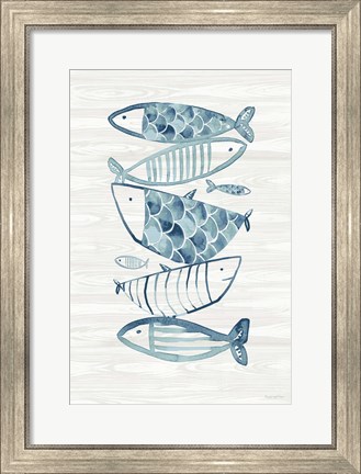 Framed Driftwood Blue Fish II Print