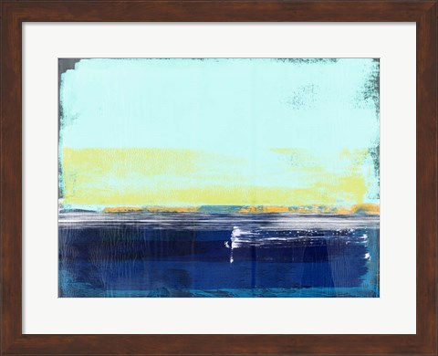 Framed Abstract Navy Blue and Turquoise Print