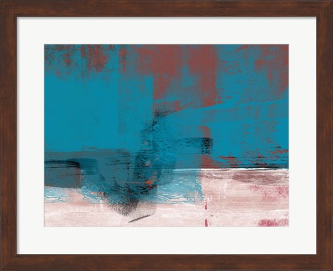 Framed Abstract Blue and Brown I Print