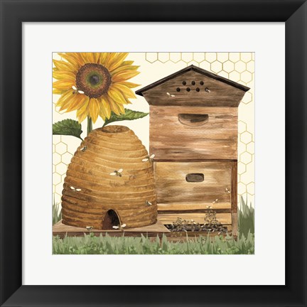 Framed Honey Bees &amp; Flowers Please IX Print