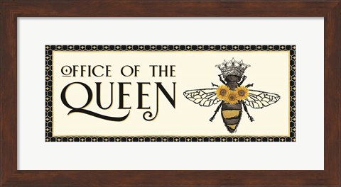 Framed Honey Bees &amp; Flowers Please panel II-The Queen Print
